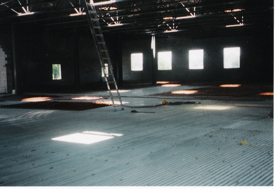 Interior of the AMS during construction of the 2000s expansion, showing exposed framework and building materials
